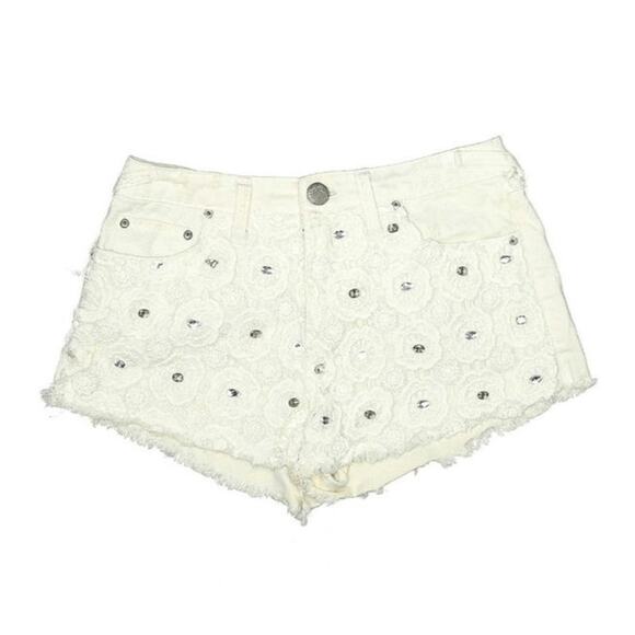 Free People Crochet Applique Rhinestone Cutoff Shorts - Picture 2 of 9
